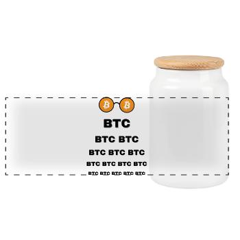 Bitcoin Lünette - Panorama Keksdose mit Holzdeckel - Weiß - Vorne
