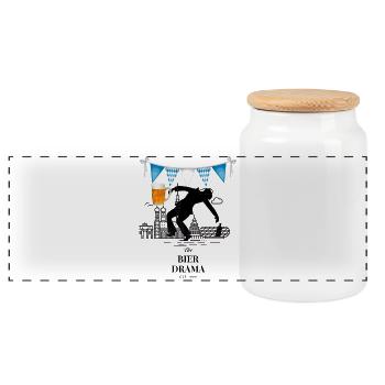 Drame de la bière ART - Boîte à biscuits avec couvercle en bois - blanc - Devant