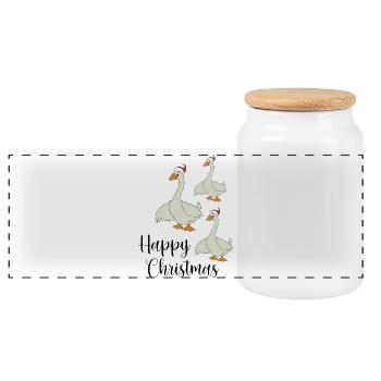 Joyeux Noël - Boîte à biscuits avec couvercle en bois - blanc - Devant
