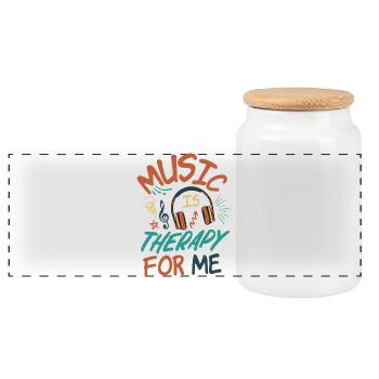 La musique est une thérapie pour moi - Boîte à biscuits avec couvercle en bois - blanc - Devant