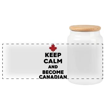 Keep Calm Become Canadian - Panoramic Cookie Jar with Wooden Lid - white - Front