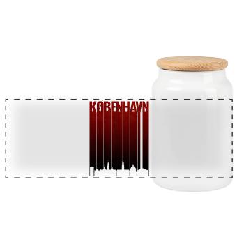 Copenhagen Red Gradient Typo - Panoramic Cookie Jar with Wooden Lid - white - Front