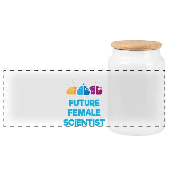 Future Female Scientist - Panoramic Cookie Jar with Wooden Lid - white - Front