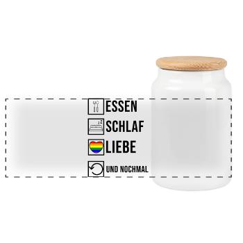Regenbogenfahne Herz Statement Liebe Lgbt Schwul - Panorama Keksdose mit Holzdeckel - Weiß - Vorne