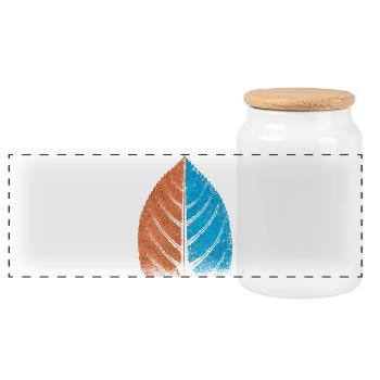 Feuille - Bleu / Rouge - Feuille de hêtre - Boîte à biscuits avec couvercle en bois - blanc - Devant