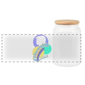 Coiffeur Rasoir Femme Tête - Boîte à biscuits avec couvercle en bois - blanc - Devant
