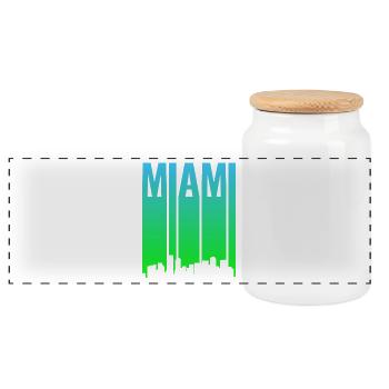 Miami Skyline Farbverlauf - Panorama Keksdose mit Holzdeckel - Weiß - Vorne