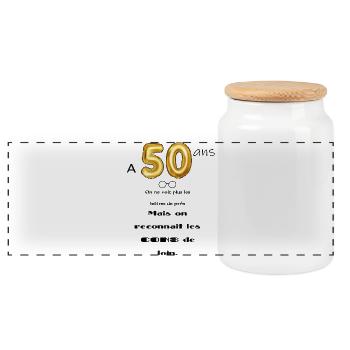 50 ans - Boîte à biscuits avec couvercle en bois - blanc - Devant