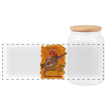 Drôle d’oiseau rouge-gorge - Boîte à biscuits avec couvercle en bois - blanc - Devant