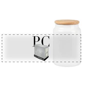 my PC my Religion - Panoramic Cookie Jar with Wooden Lid - white - Front