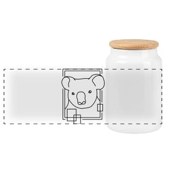 Koala en forme géométrique - Conception d’art au trait - Boîte à biscuits avec couvercle en bois - blanc - Devant