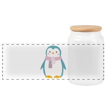 Pinguin Punkte skandinavisch Kinderzimmer Kinder - Panorama Keksdose mit Holzdeckel - Weiß - Vorne