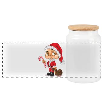 Père Noël Nikolaus Santa - Boîte à biscuits avec couvercle en bois - blanc - Devant