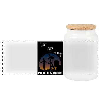 I will be SHOOTING - Panoramic Cookie Jar with Wooden Lid - white - Front