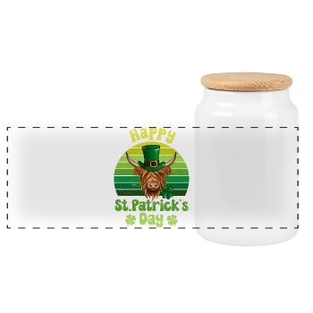 Fête de la Saint-Patrick Bovins écossais des Highlands - Boîte à biscuits avec couvercle en bois - blanc - Devant