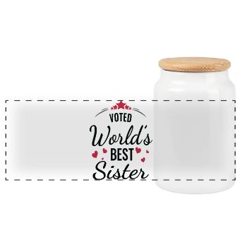 Voted World's Best Sister Hoodie Design - Panoramic Cookie Jar with Wooden Lid - white - Front