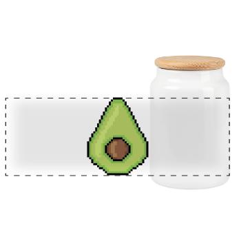 Pixel-Avocado Glow - Panorama Keksdose mit Holzdeckel - Weiß - Vorne