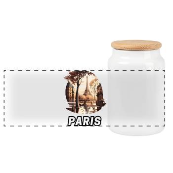 Paris - Boîte à biscuits avec couvercle en bois - blanc - Devant