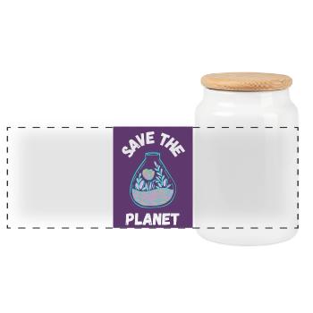 PLANET. NATURE. GARDEN. TREE. FLOWER. ECOLOGY - Panoramic Cookie Jar with Wooden Lid - white - Front