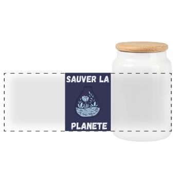 PLANETE. NATURE. JARDIN. ARBRE. FLEUR. ECOLOGIE - Boîte à biscuits avec couvercle en bois - blanc - Devant