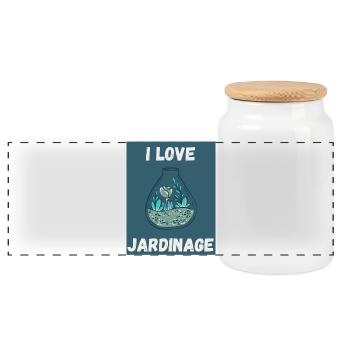 GARDEN. SPRING. GARDENING. RETIREMENT. SPRING. - Panoramic Cookie Jar with Wooden Lid - white - Front