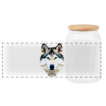 Polygone de chien husky - Boîte à biscuits avec couvercle en bois - blanc - Devant