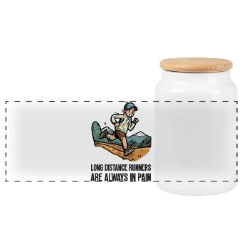 Long Distance Runners Are Always In Pain - Panoramic Cookie Jar with Wooden Lid - white - Front