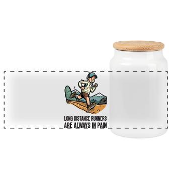 Long Distance Runners Are Always In Pain - Panoramic Cookie Jar with Wooden Lid - white - Front