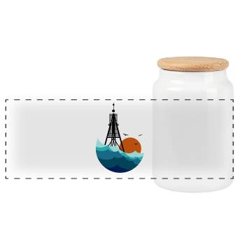 Bake n Sea - Boîte à biscuits avec couvercle en bois - blanc - Devant