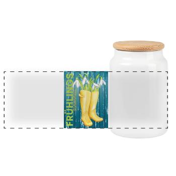 Spring Beauty Spring - Vocabulary - Panoramic Cookie Jar with Wooden Lid - white - Front