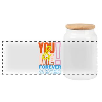 You &; Me Forever Liebeserklärung - Panorama Keksdose mit Holzdeckel - Weiß - Vorne