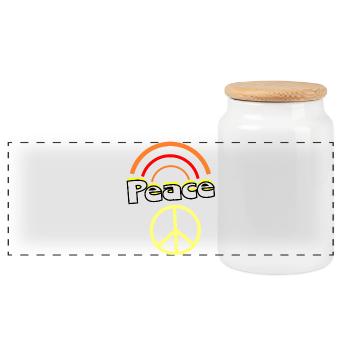 Motif des années 70 - Boîte à biscuits avec couvercle en bois - blanc - Devant