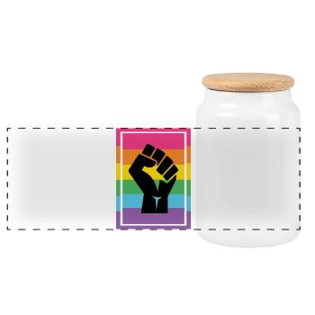 LGBT Pride Month - Pride Lives Matter - Panoramic Cookie Jar with Wooden Lid - white - Front