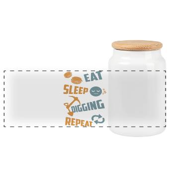 Manger, dormir, creuser, répéter - Boîte à biscuits avec couvercle en bois - blanc - Devant