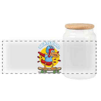 Skatebird - Boîte à biscuits avec couvercle en bois - blanc - Devant