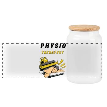 Physiotherapeut - Panorama Keksdose mit Holzdeckel - Weiß - Vorne