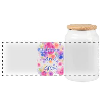 bloom and grow - Panoramic Cookie Jar with Wooden Lid - white - Front
