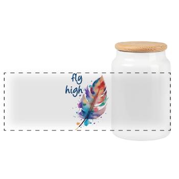 fly high - Panorama Keksdose mit Holzdeckel - Weiß - Vorne