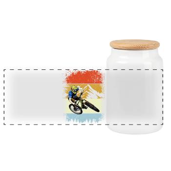Retro Mountain Rider Stripes - Panoramic Cookie Jar with Wooden Lid - white - Front