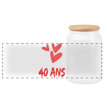 40. 40 ANS. 40e ANNIVERSAIRE. ANNIVERSAIRE 40 ANS. - Boîte à biscuits avec couvercle en bois - blanc - Devant