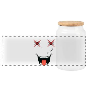 Spooky Halloween Design - Panorama Keksdose mit Holzdeckel - Weiß - Vorne