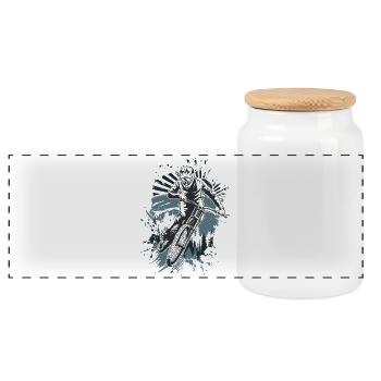 Dirt Trail Rider Splash - Panoramic Cookie Jar with Wooden Lid - white - Front