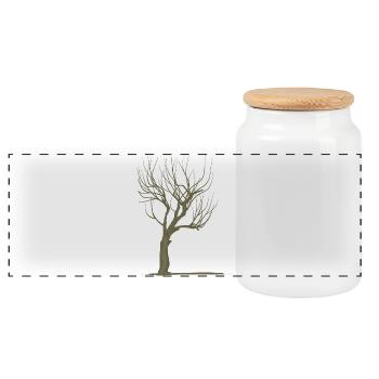 Tree without leaves - modificated - Panoramic Cookie Jar with Wooden Lid - white - Front