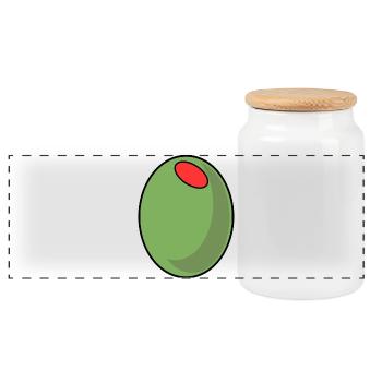 GRÜNE OLIVE PAPRIKA - Panorama Keksdose mit Holzdeckel - Weiß - Vorne
