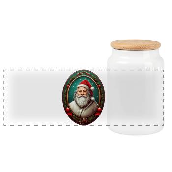 Père Noël - Boîte à biscuits avec couvercle en bois - blanc - Devant