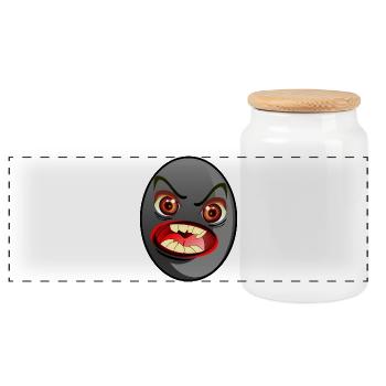 SCHWARZE OLIVE HALLOWEEN MONSTER - Panorama Keksdose mit Holzdeckel - Weiß - Vorne