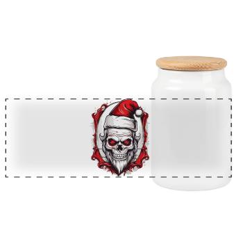 Skull Santa Claus - Panoramic Cookie Jar with Wooden Lid - white - Front