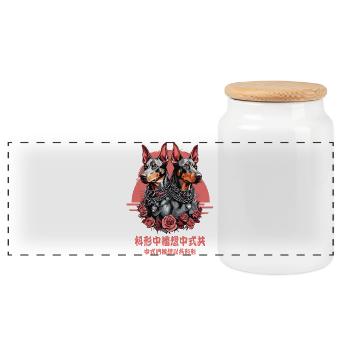 Chiens Doberman - Boîte à biscuits avec couvercle en bois - blanc - Devant