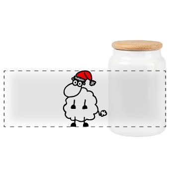 Sheep Christmas 2 - Panoramic Cookie Jar with Wooden Lid - white - Front