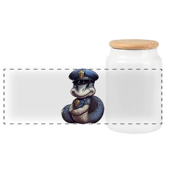 Serpent policier - Boîte à biscuits avec couvercle en bois - blanc - Devant